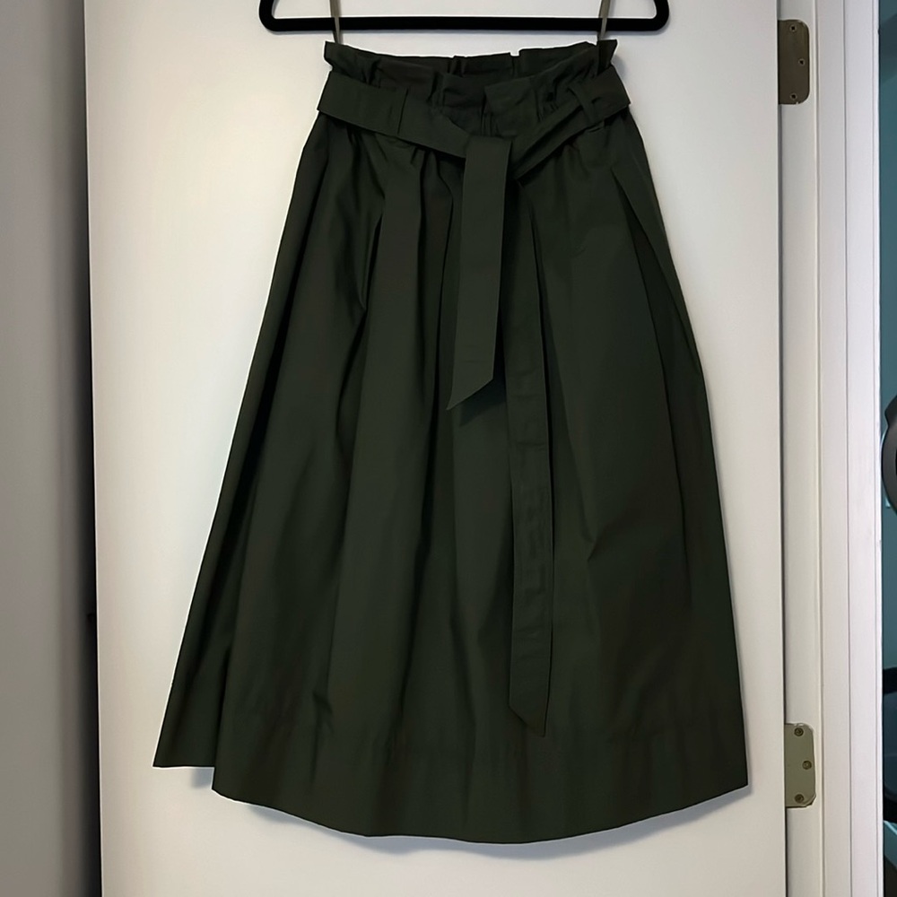 Uniqlo Green Paper Bag Waist Midi Skirt